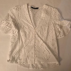 Zara white eyelet top